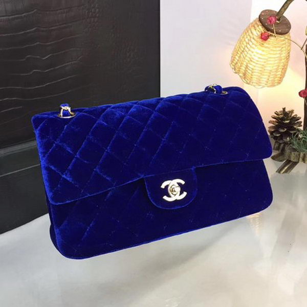 Chanel 2.55 Series Flap Bags Original Velvet A1025 Blue