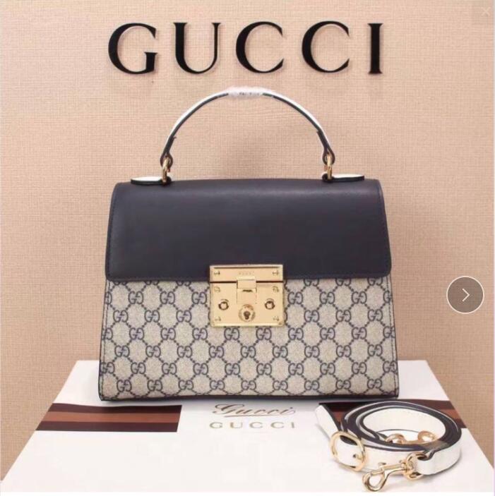 Gucci Padlock Gucci Signature Top Handle Bag 453188 Black&White