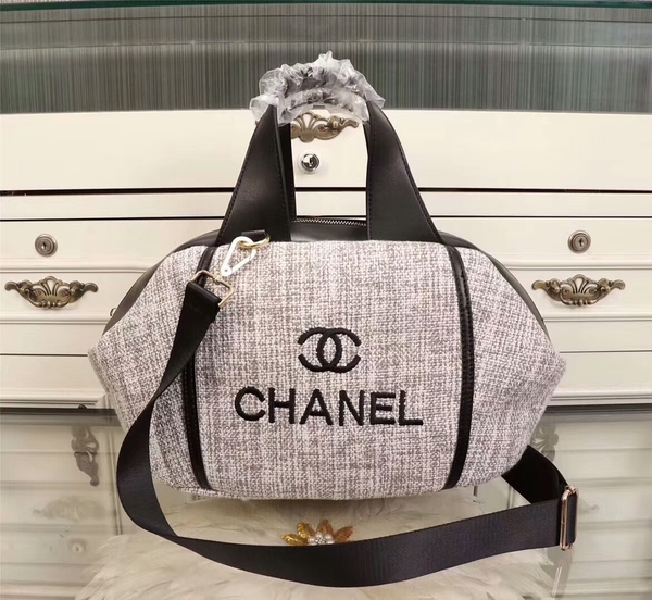 Chanel Canvas Leather Tote Bag 9858 Grey