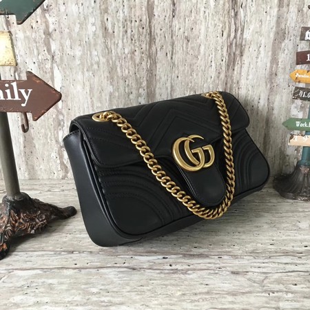 Gucci GG Marmont Matelasse Leather Shoulder Bag 443497 Black