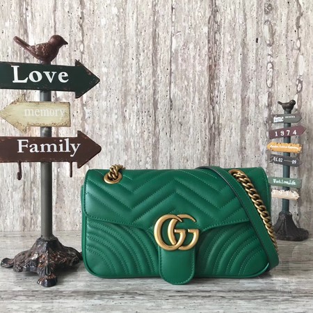 Gucci GG Marmont Matelasse Leather Shoulder Bag 443497 Green