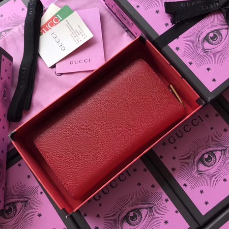 Gucci Print Leather Zip Around Wallet ‎496317 Red