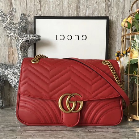 Gucci GG Marmont Matelasse Shoulder Bag 443496 Red