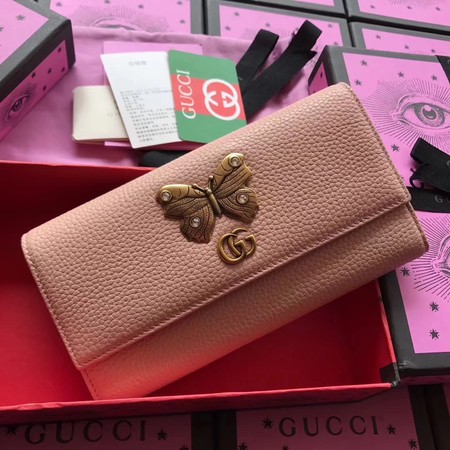 Gucci Leather Continental Wallet with Butterfly ‎499359&