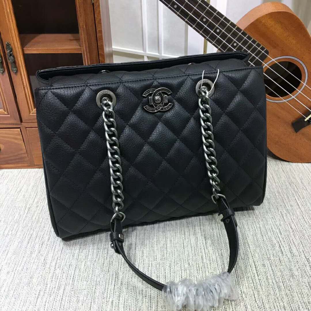 Chanel Calfskin Leather Tote Bag 8809B Black