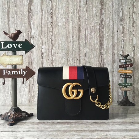 Gucci GG Marmont Leather Shoulder Bag 476468 Black