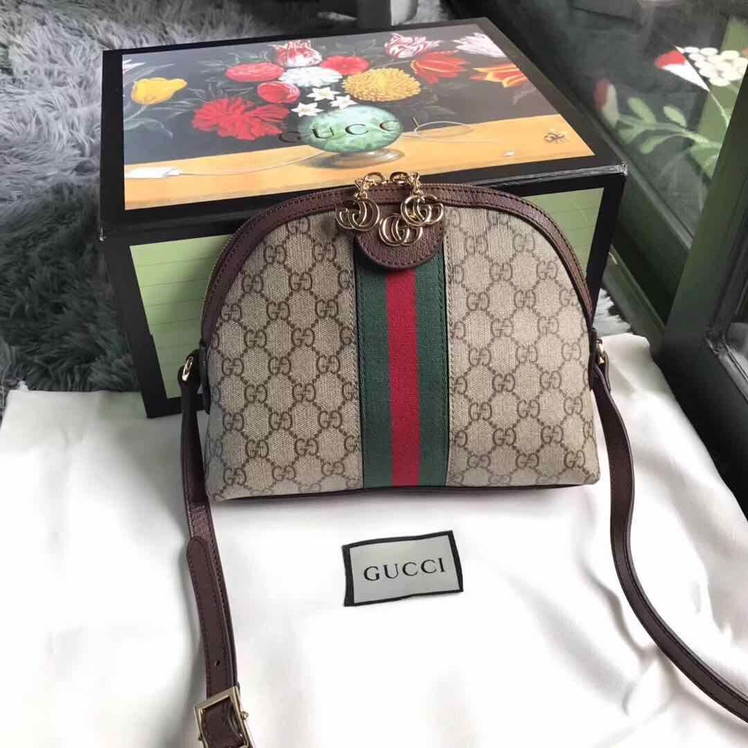 Gucci Ophidia Canvas Shoulder Bag 499621 Brown