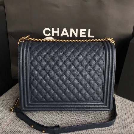 Boy Chanel Flap Shoulder Bag Blue Original Cannage Pattern A67087 Gold