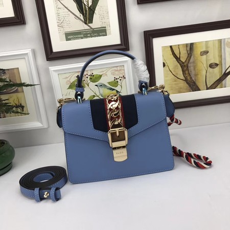 Gucci Sylvie Lather mini Bag 470270 Blue