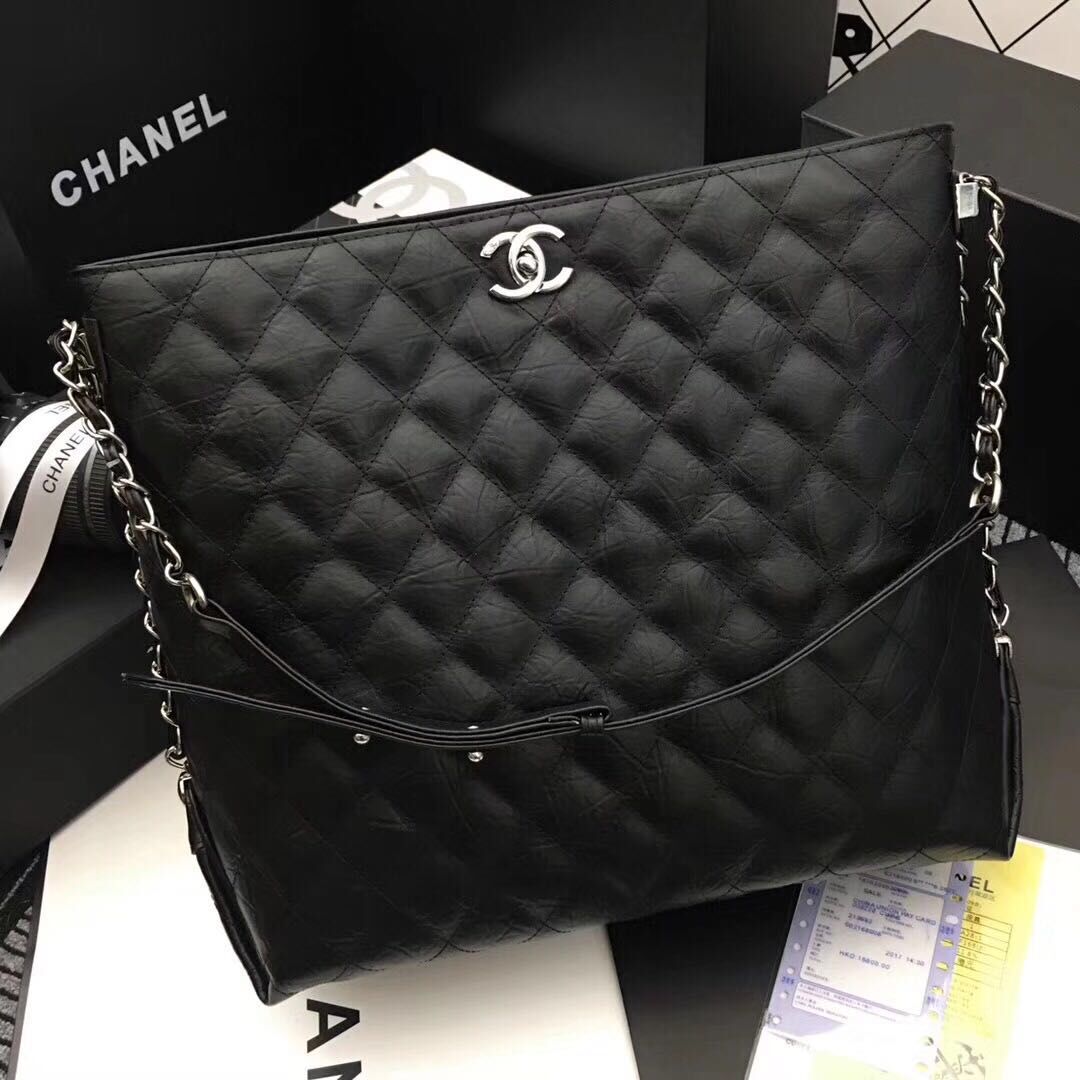 Chanel Shoulder Bag Calfskin Leather 33656 Black