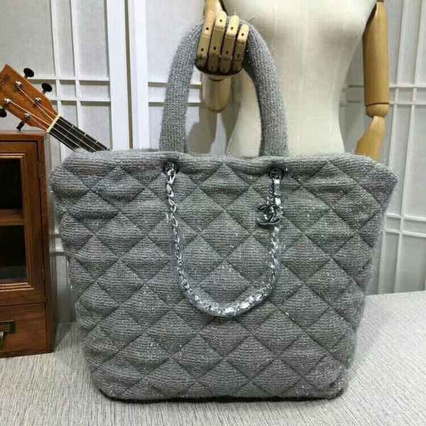 Chanel Suede Leather Tote Bag 92111 Grey
