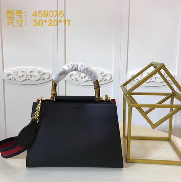 Gucci Nymphaea Leather Top Handle Bag 459076 Black