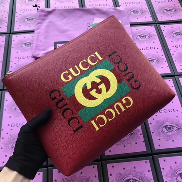 Gucci Print Leather Medium Portfolio ‎500981 Red