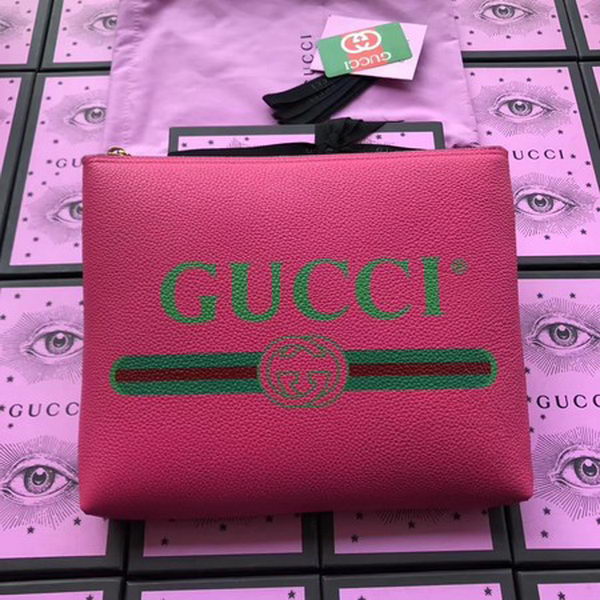 Gucci Print Leather Medium Portfolio ‎500981 Rose