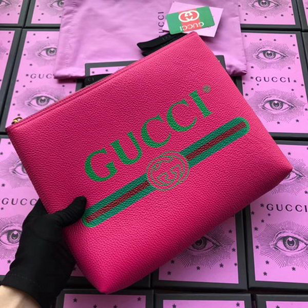 Gucci Print Leather Medium Portfolio ‎500981 Rose