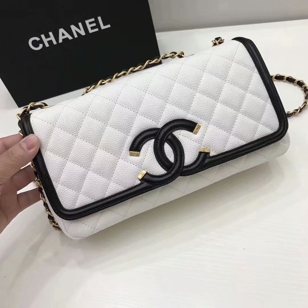 Chanel Original Cannage Pattern Shoulder Bag 66870 White