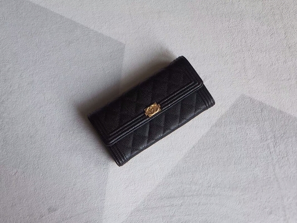 Chanel Boy Matelasse Long Wallet Calfskin Leather CHA5264 Black