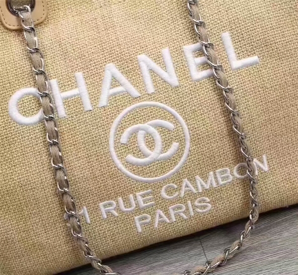 Chanel Canvas Leather Tote Shopping Bag 68047B