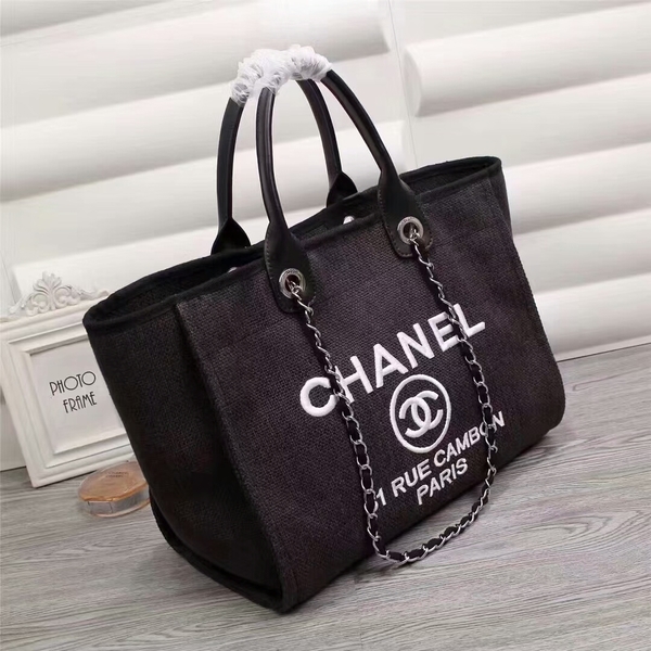 Chanel Canvas Leather Tote Shopping Bag 68047C