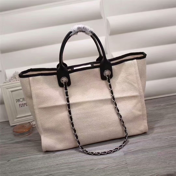 Chanel Canvas Leather Tote Shopping Bag 68047F