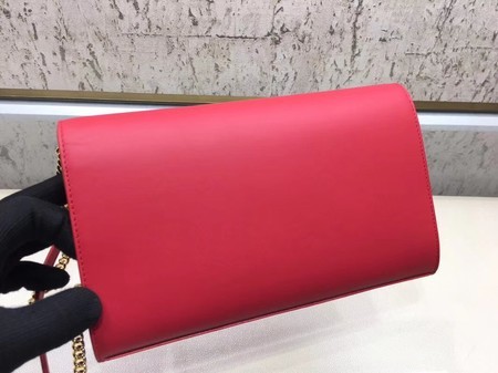 Fendi Calfskin Leather Flap Shoulder Bag 3326 Red