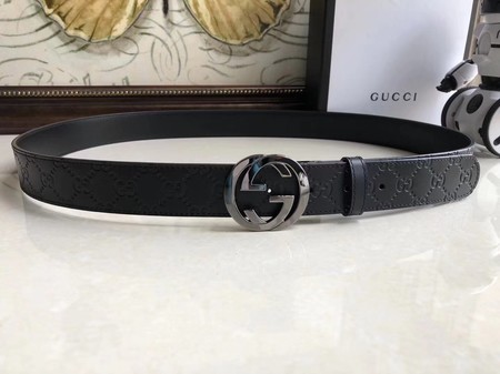 Gucci 35MM Leather Belt 414526 Black