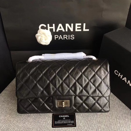 Chanel Flap Shoulder Bag Black Original Calfskin Leather 277 Silver
