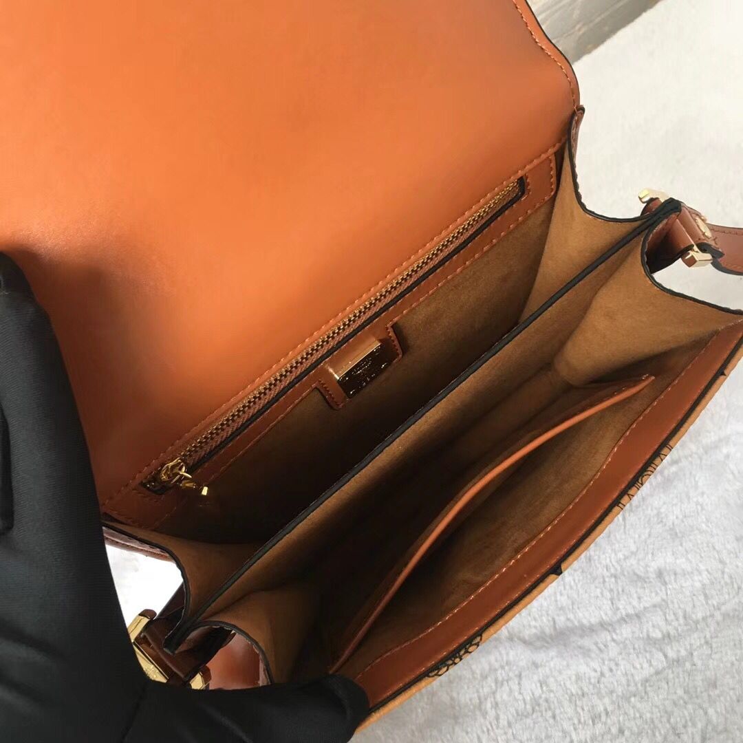 MCM Shoulder Bag Calfskin Leather 4566 Camel