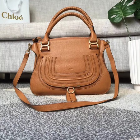 Chloe Marcie original Calfskin Leather Top Handle Bag 166320 camel
