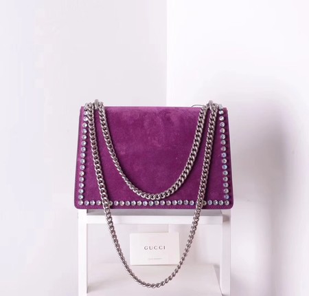 Gucci Dionysus Suede Shoulder Bag with Crystals 400249 Violet