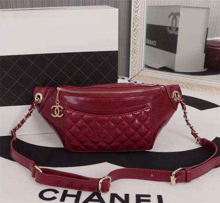 Chanel Sheepskin Leather Waist Bag 94103 red