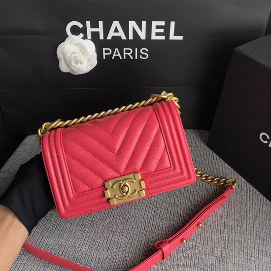 Chanel Le Boy Flap Shoulder Bag Original Caviar Leather P67085 rose Gold Buckle
