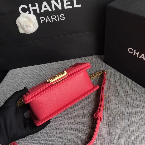 Chanel Le Boy Flap Shoulder Bag Original Caviar Leather P67085 rose Gold Buckle