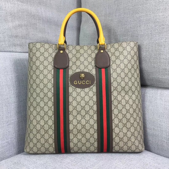 Gucci GG Supreme Canvas tote bag 473870 Yellow&brown