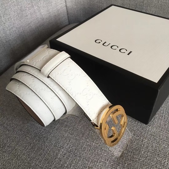Gucci Signature leather belt 370543 white