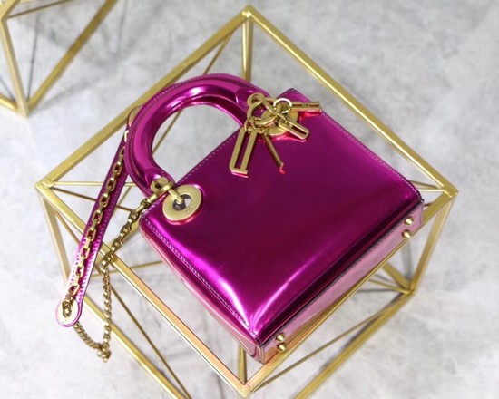 Dior calfskin Mini Lady bag M0598 rose