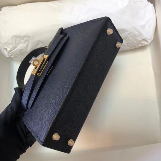 Hermes Kelly 20cm Tote Bag Original Leather KL20 black