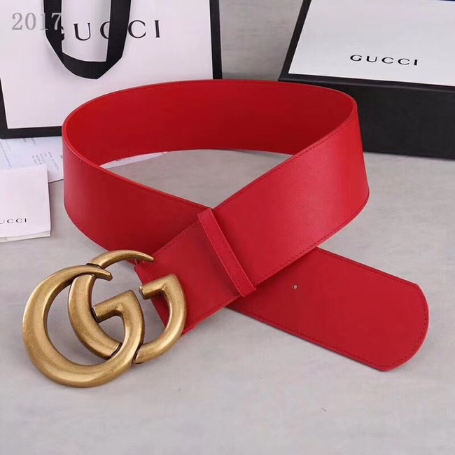 Gucci Wide leather belt with Double G 453261 red