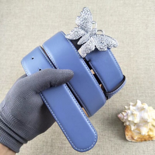Gucci leather belt with butterfly 499553 blue