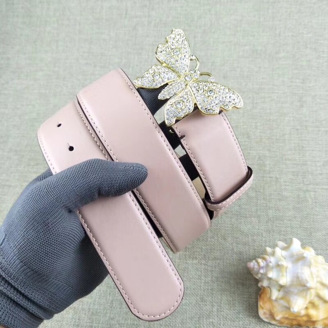 Gucci leather belt with butterfly 499553 pink