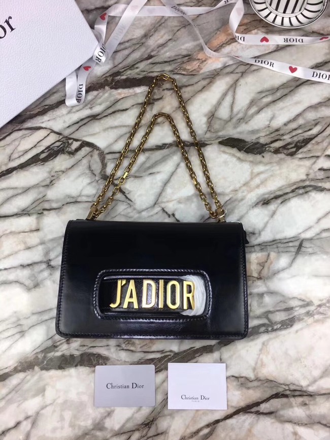 JADIOR FLAP BAG WITH CHAIN IN BLACK CALFSKIN M9000