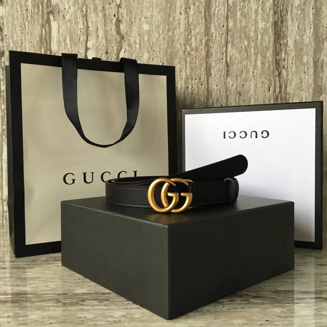 Gucci Leather belt with Double G buckle 409417 black