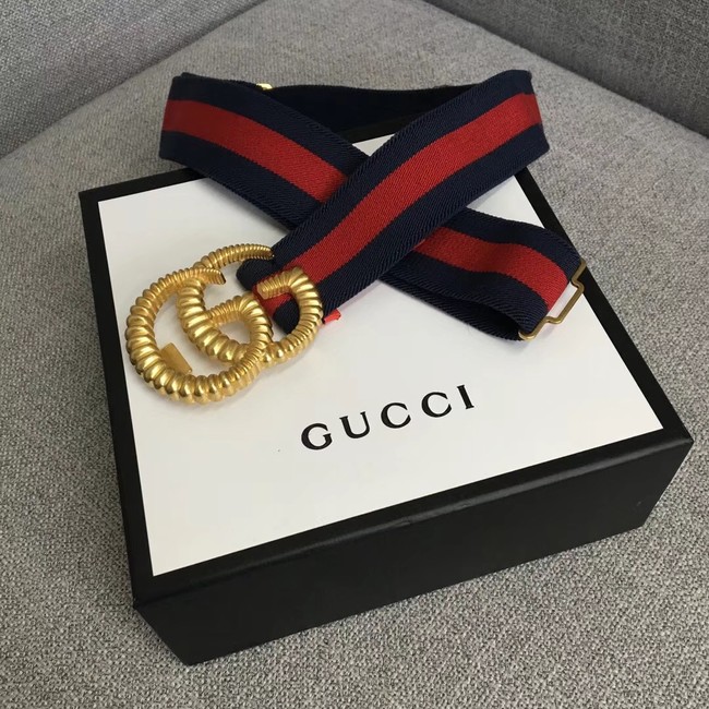 Gucci Web elastic belt with torchon Double G buckle 524101 red&blue
