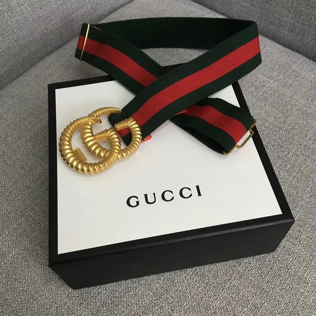 Gucci Web elastic belt with torchon Double G buckle 524101 red&green