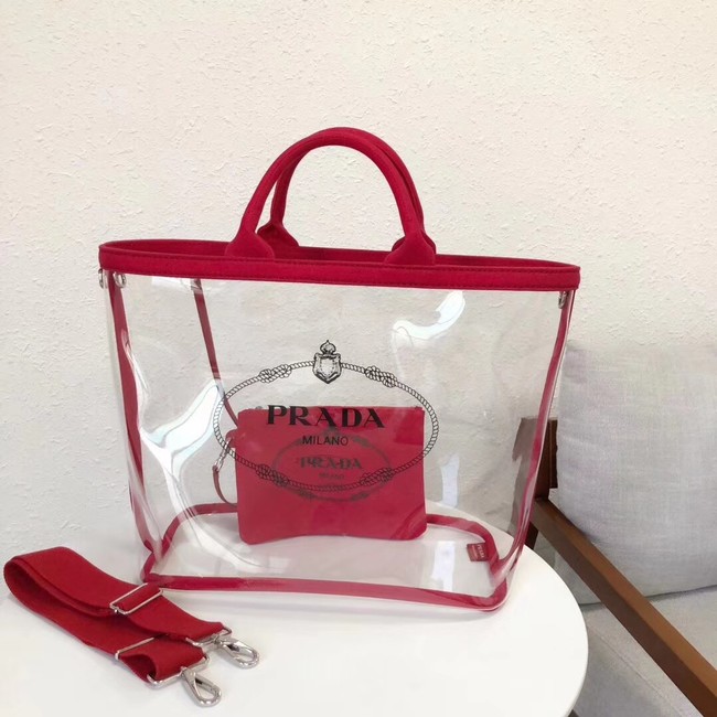 Prada Fabric and Plexiglas handbag large size 1BG164 red