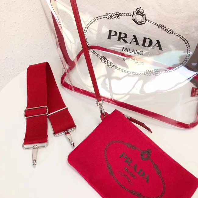 Prada Fabric and Plexiglas handbag large size 1BG164 red 