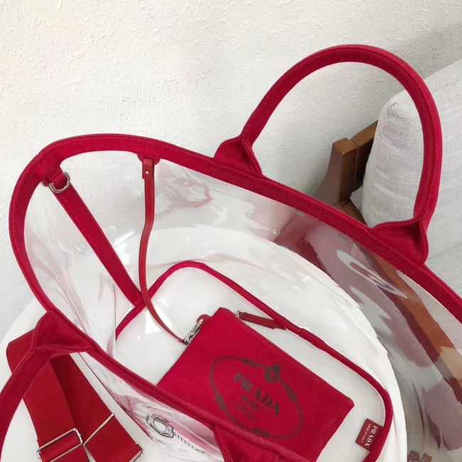 Prada Fabric and Plexiglas handbag large size 1BG164 red 