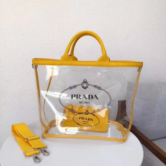 Prada Fabric and Plexiglas handbag large size 1BG164 yellow