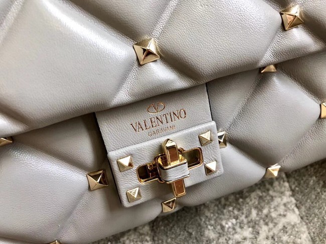 VALENTINO Candystud leather cross-body bag 9741 grey