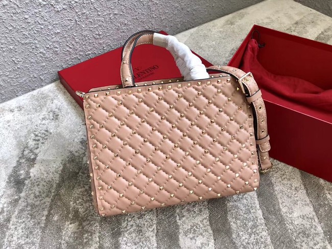 VALENTINO Candystud quilted leather tote 0061 light pink